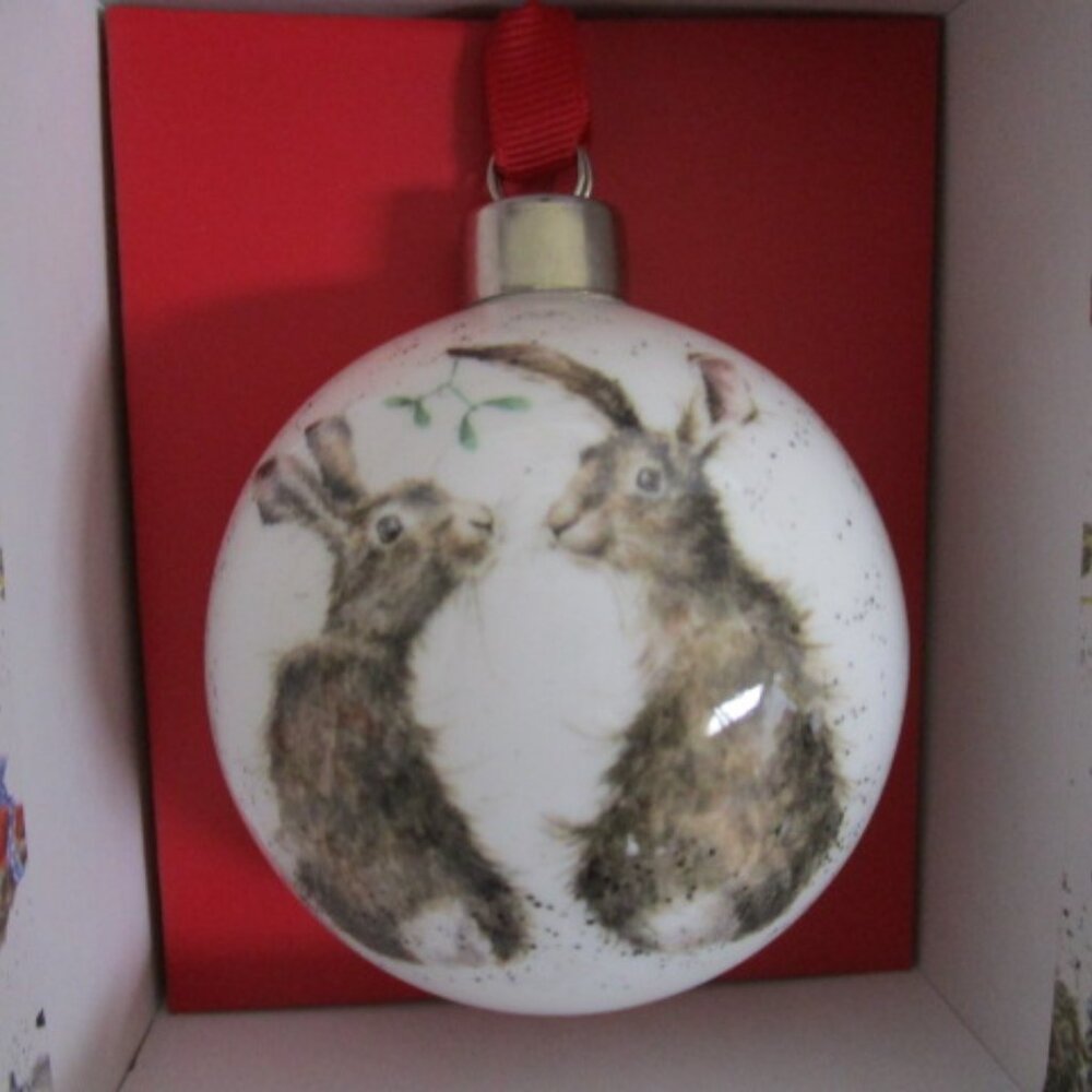 Royal Worcester Wrendale Designs " All I Want" Hare Christmas Bauble Ornament